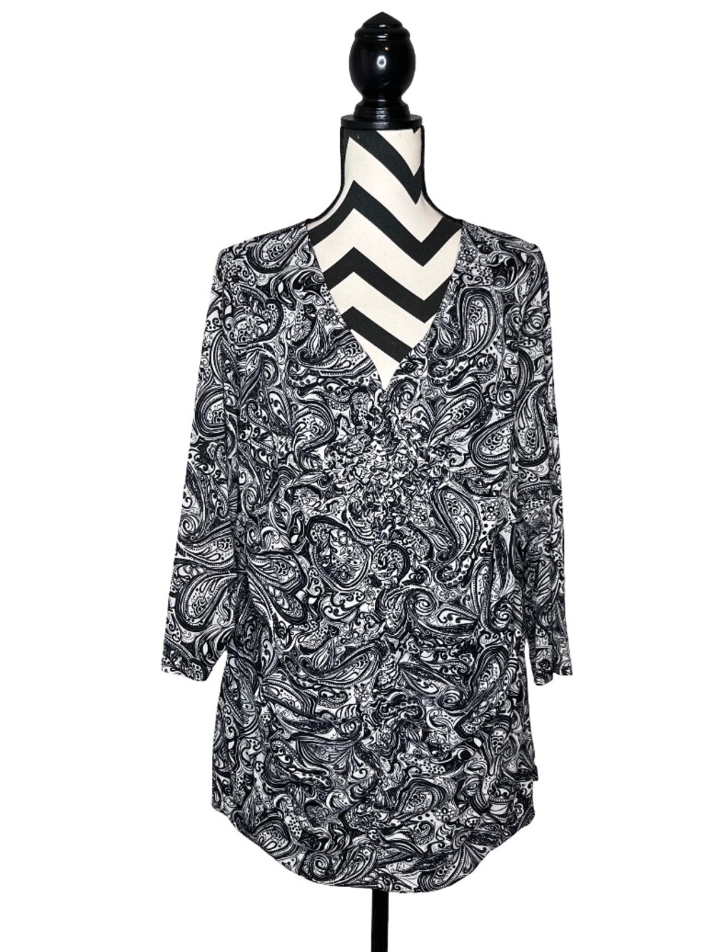 Style & Co Sz 3X Paisley Layered Mesh Witchy Whimsigoth Boho V-Neck Blouse